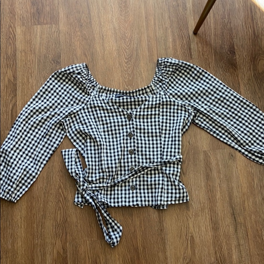 Abercrombie puff sleeve gingham shirt